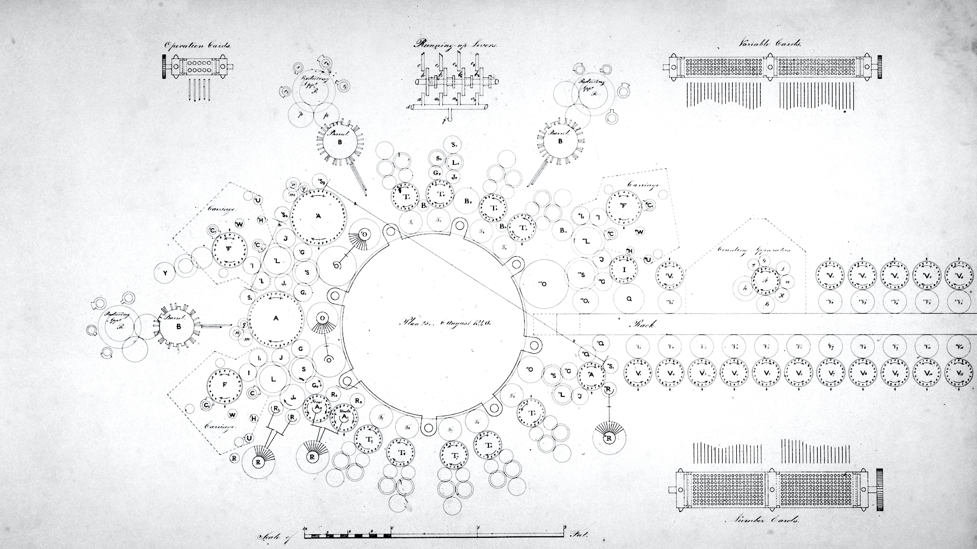 Charles Babbage Analytical Engine diagram, 19th century